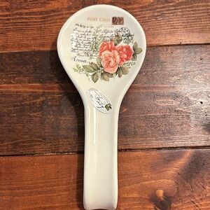 Floral Spoon Rest with Pink Roses